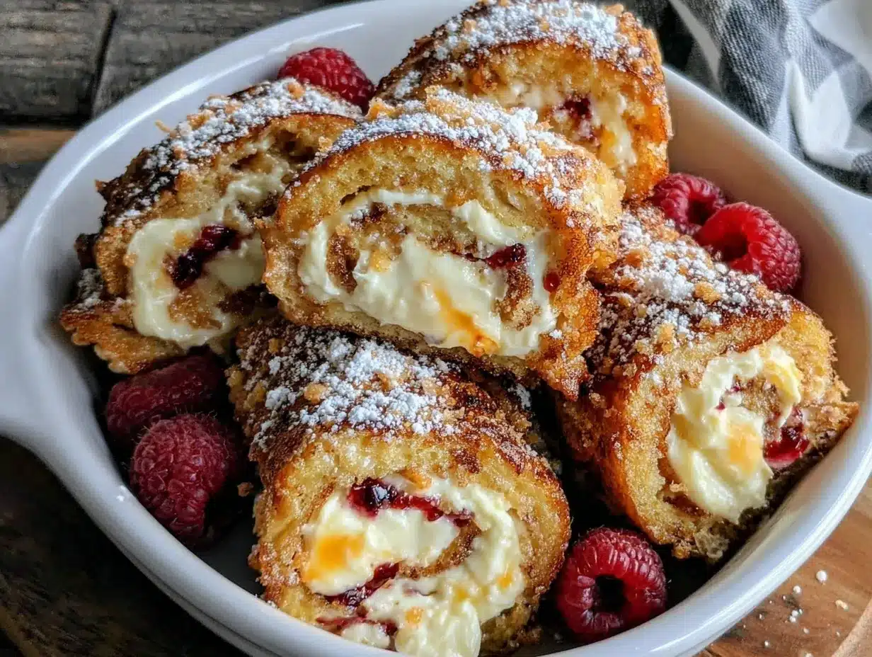 Raspberry Cheesecake French Toast Roll-Ups preparation steps