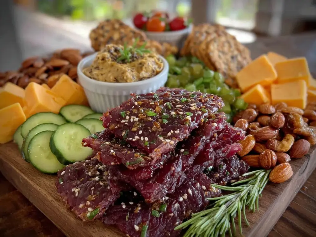 beef jerky charcuterie board - featured image