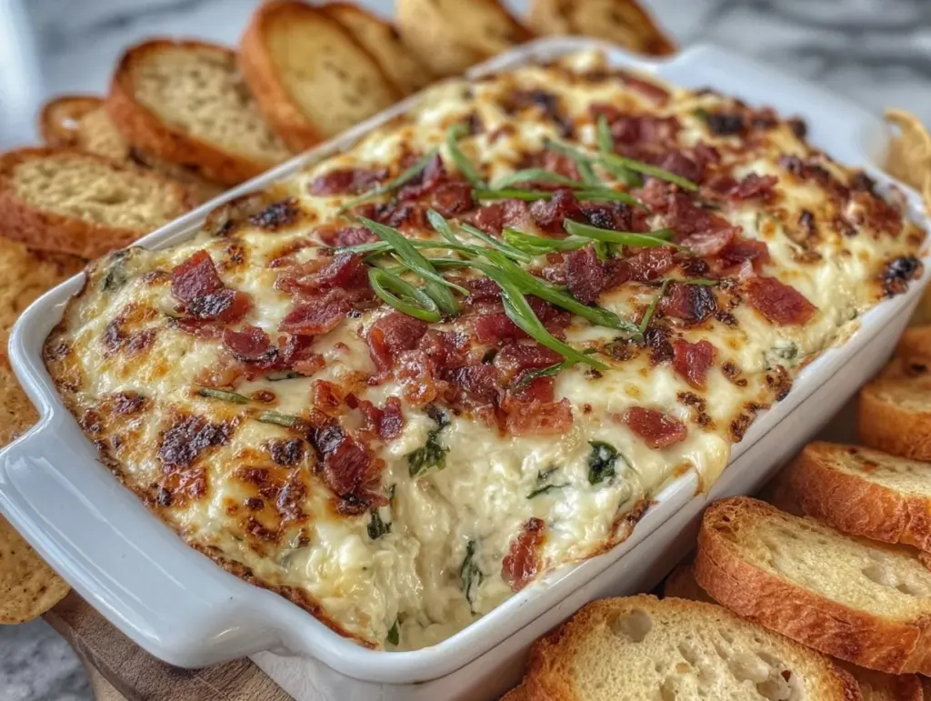 cheesy bacon spinach dip - featured image
