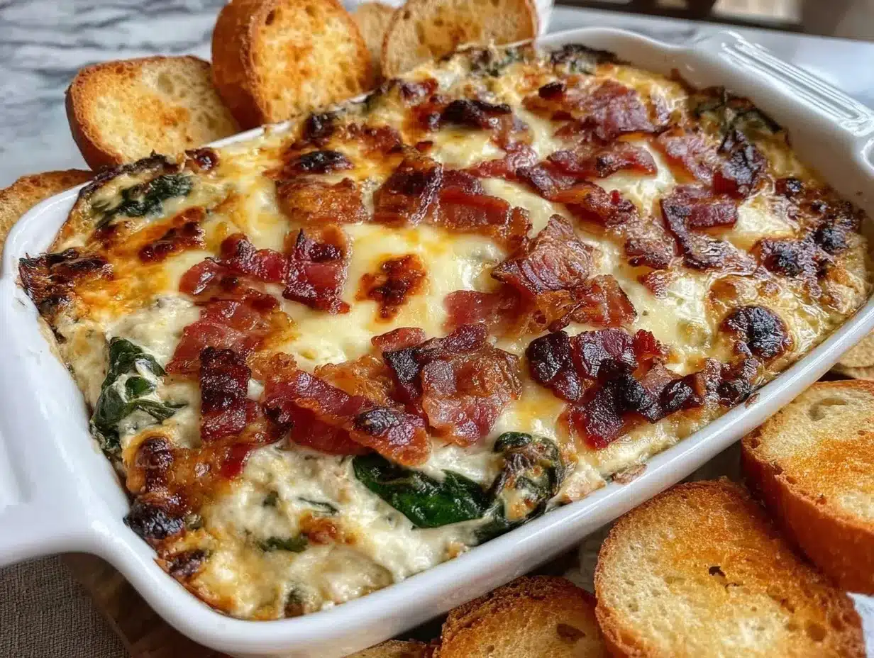 cheesy bacon spinach dip preparation steps