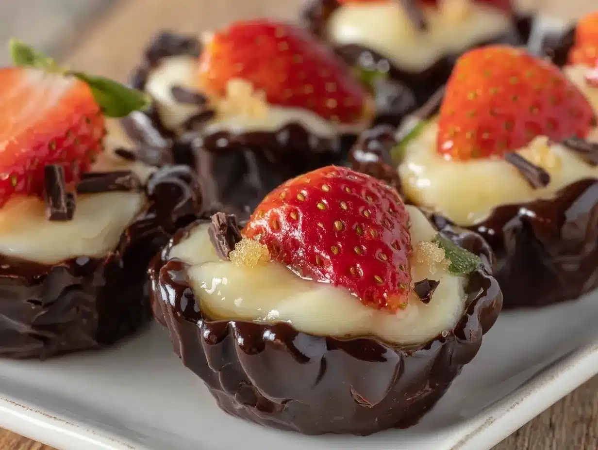 chocolate-covered strawberry cheesecake cups preparation steps