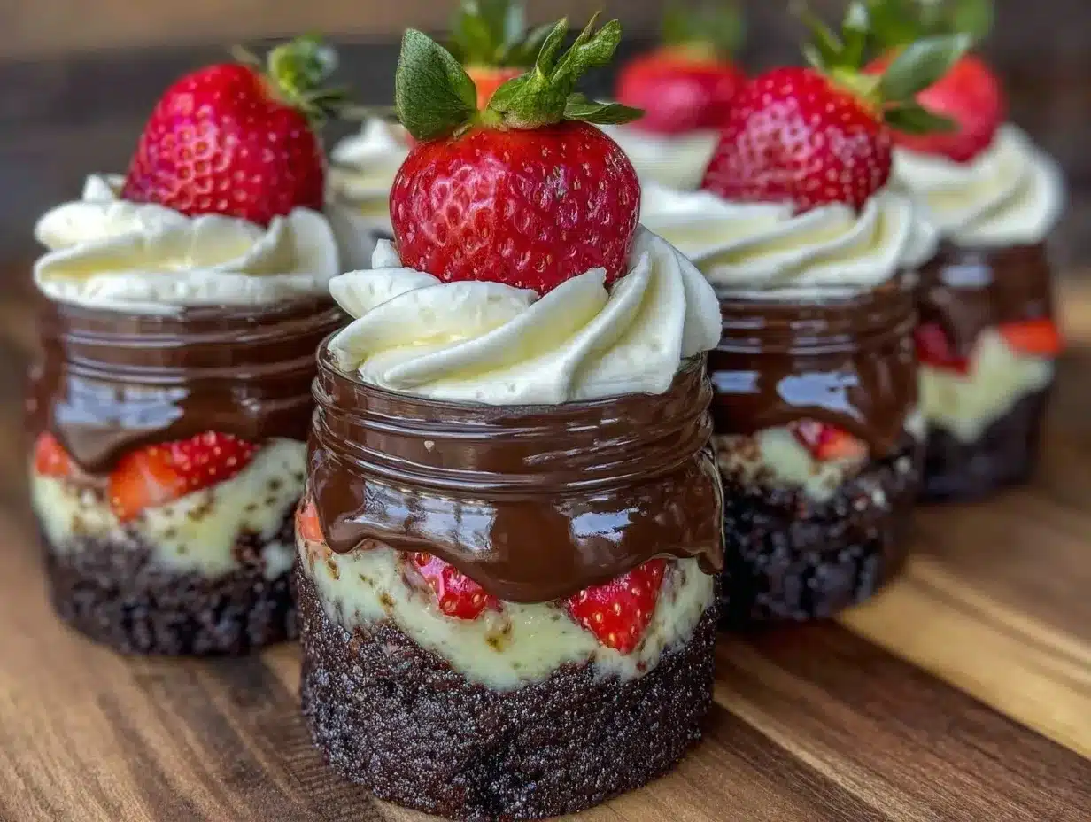 Chocolate-Covered Strawberry Cupcake Jars preparation steps