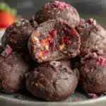 chocolate-covered strawberry protein balls - featured image