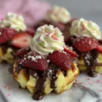 chocolate-dipped strawberry cupcake waffles - featured image