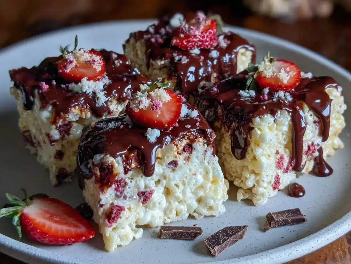 Chocolate-Dipped Strawberry Rice Krispie Treats preparation steps