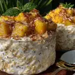 creamy coconut mango overnight oats - featured image