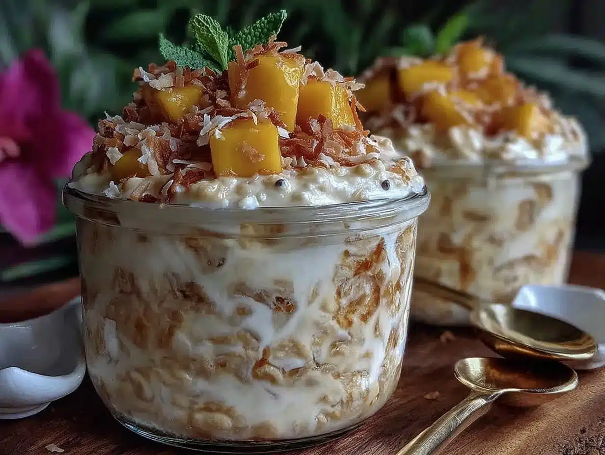 creamy coconut mango overnight oats preparation steps