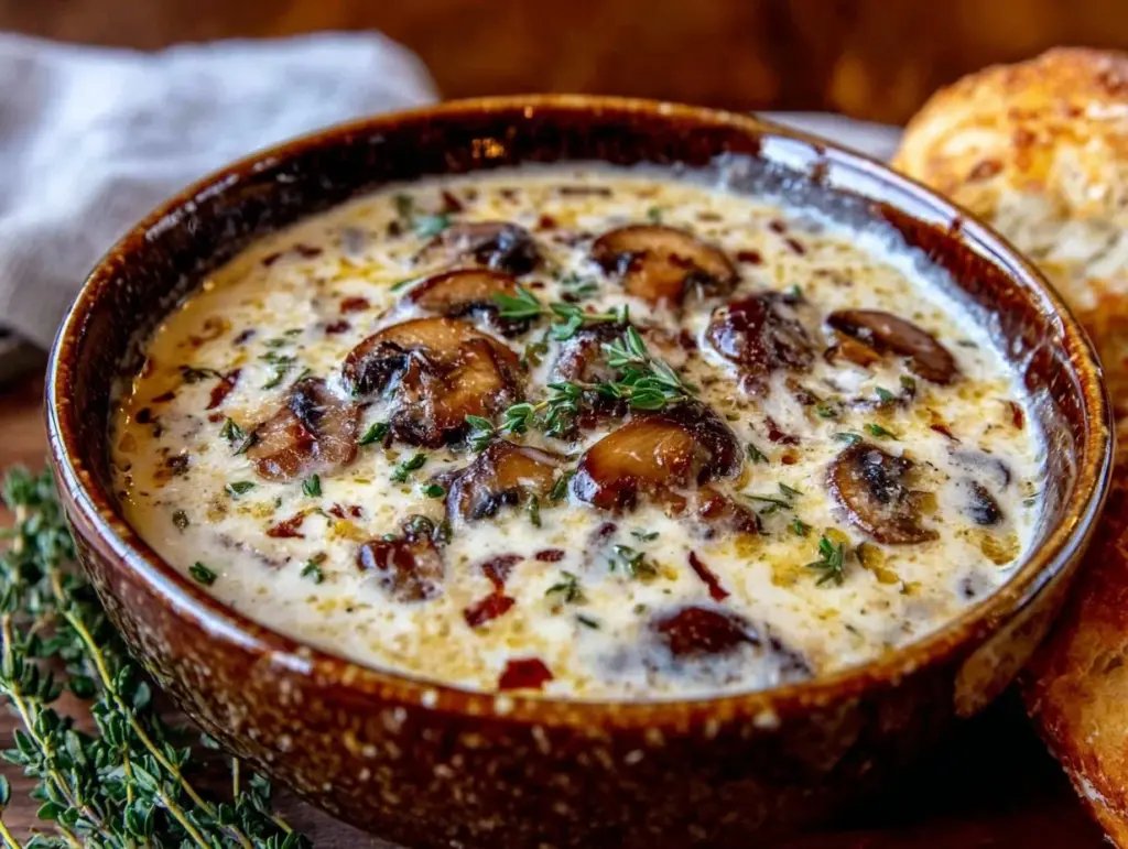 creamy mushroom and thyme soup - featured image