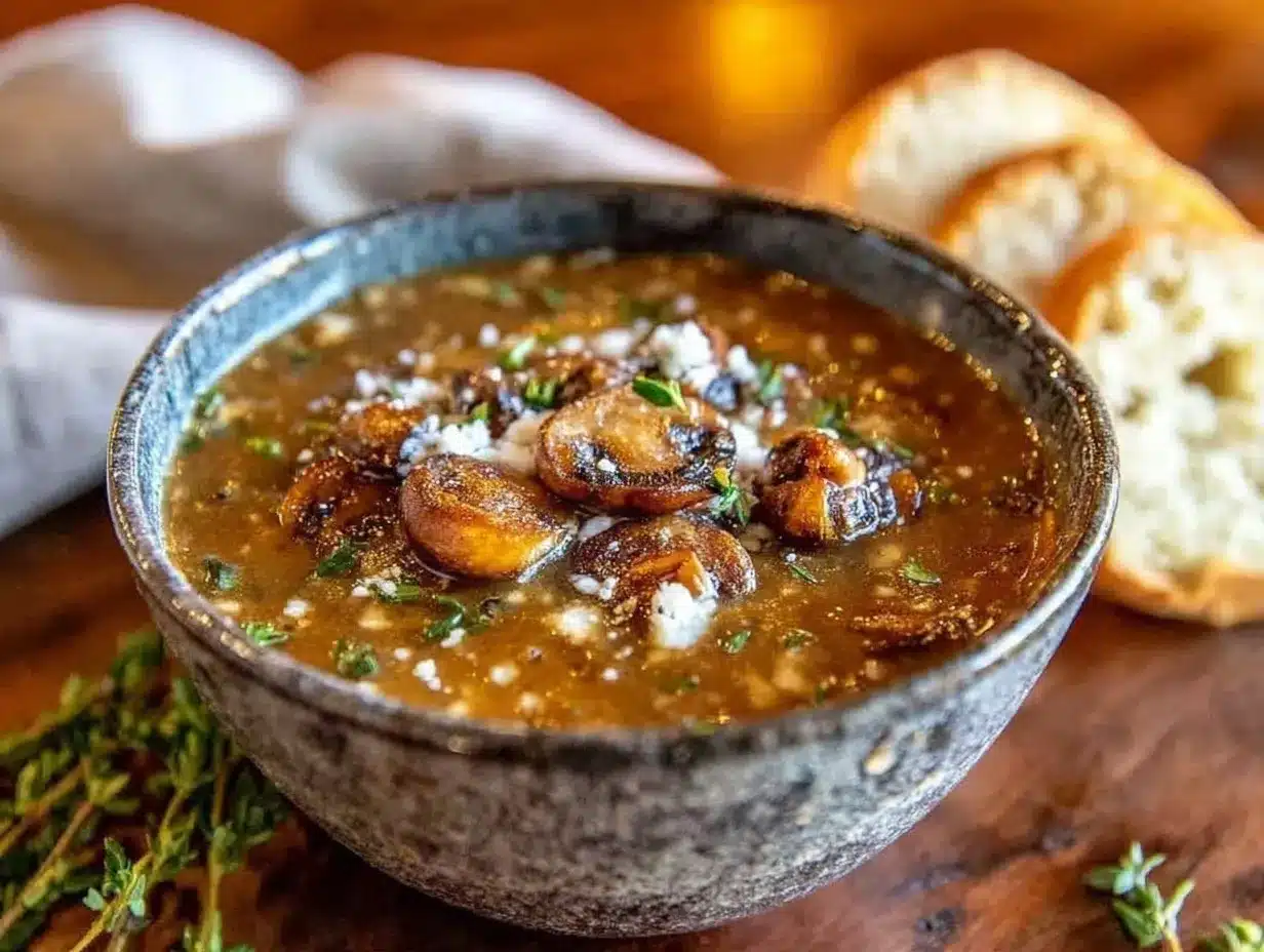 creamy mushroom and thyme soup preparation steps