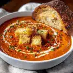 creamy roasted red pepper and Gouda soup - featured image