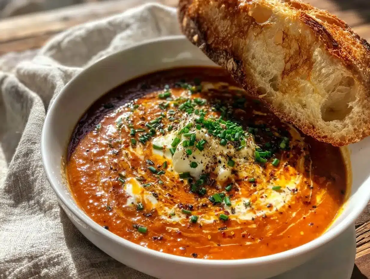 creamy roasted red pepper and Gouda soup preparation steps