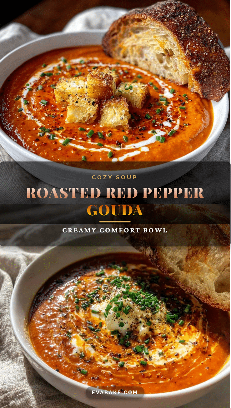 creamy roasted red pepper and Gouda soup recipe