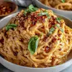 creamy roasted red pepper pasta - featured image