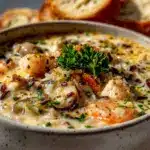 creamy wild rice and chicken soup - featured image