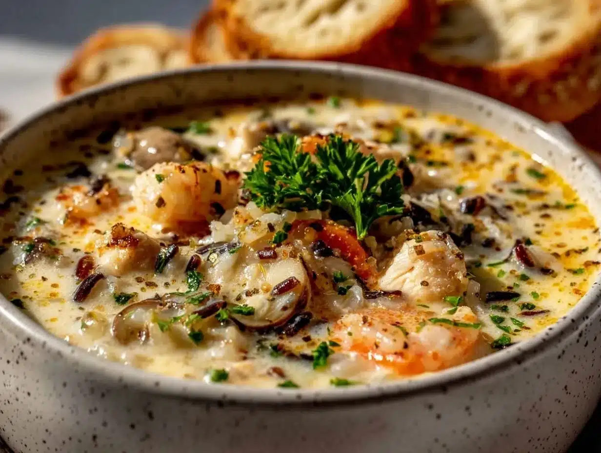 creamy wild rice and chicken soup preparation steps