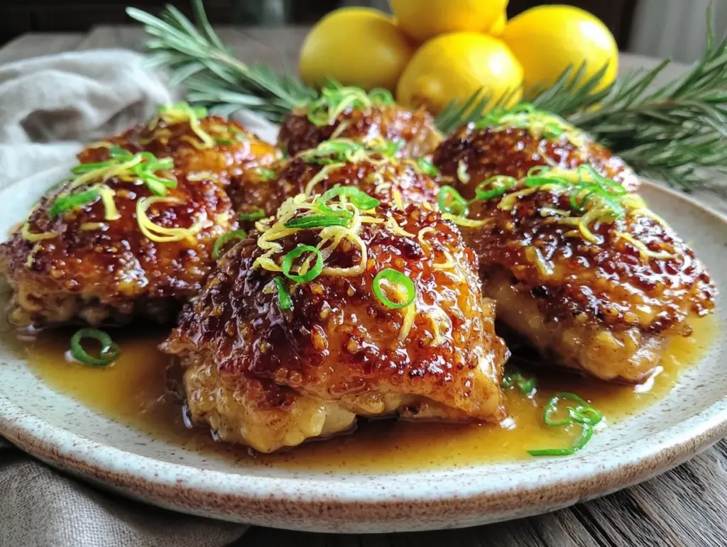 crispy honey lemon chicken thighs - featured image