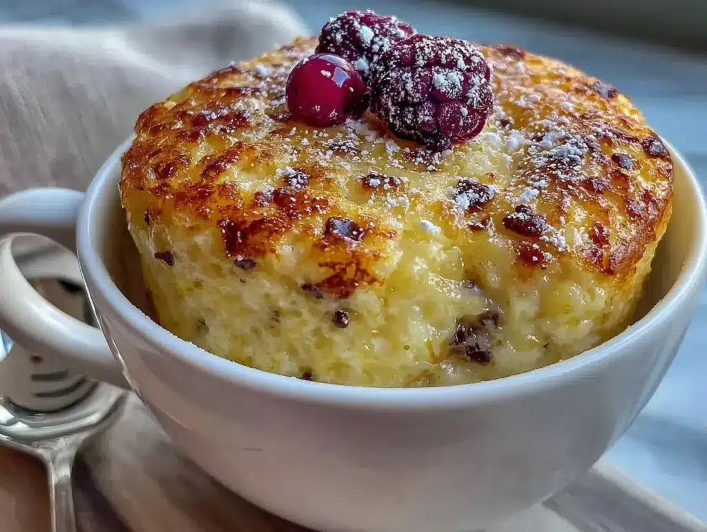 fluffy protein mug cake - featured image