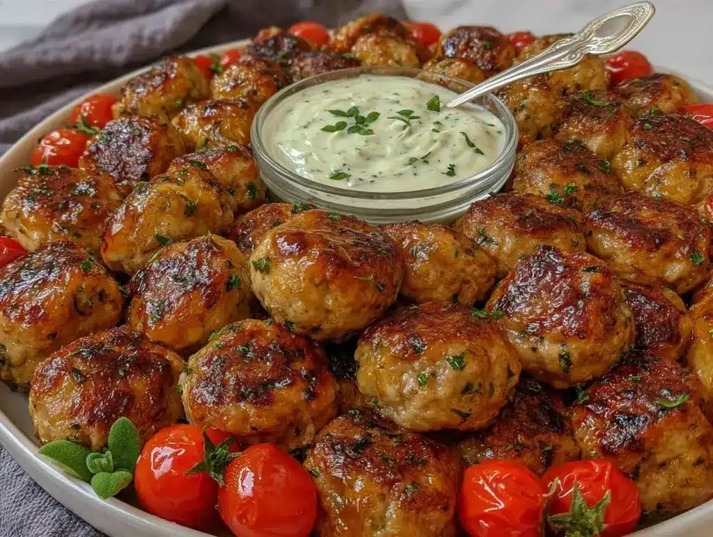 healthy baked turkey meatballs - featured image