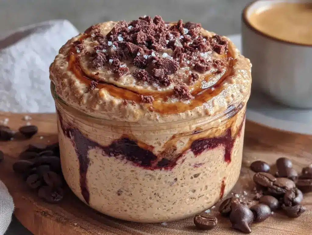 mocha chocolate chip overnight oats - featured image