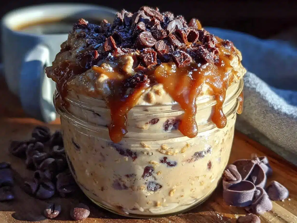 mocha chocolate chip overnight oats preparation steps