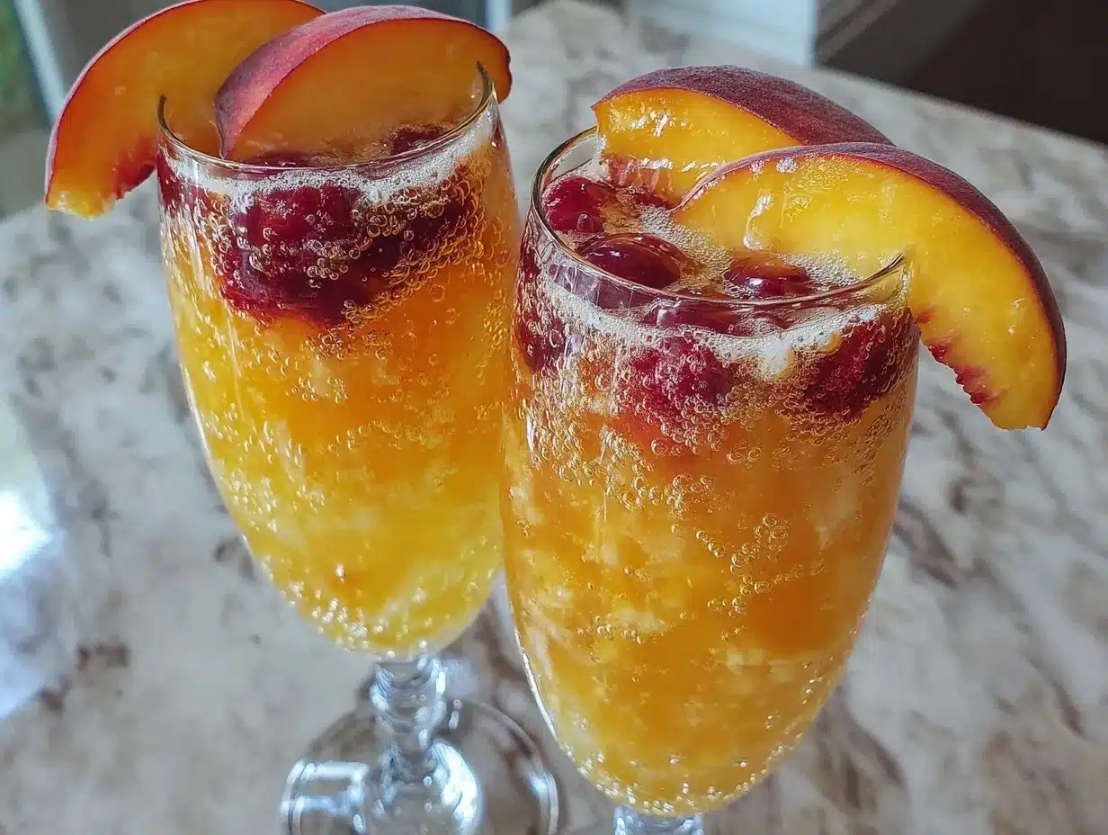 Peach Bellini Cocktail preparation steps