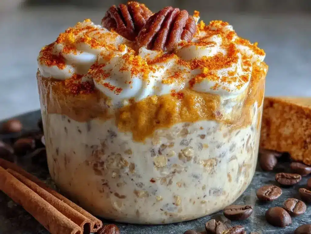 pumpkin spice latte overnight oats - featured image