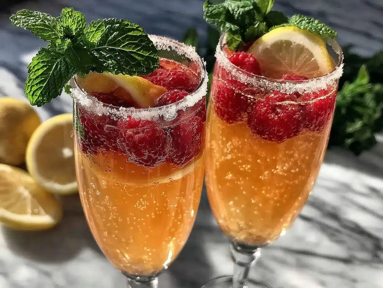 Raspberry Limoncello Prosecco Spritz preparation steps