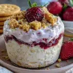 strawberry cheesecake overnight oats - featured image