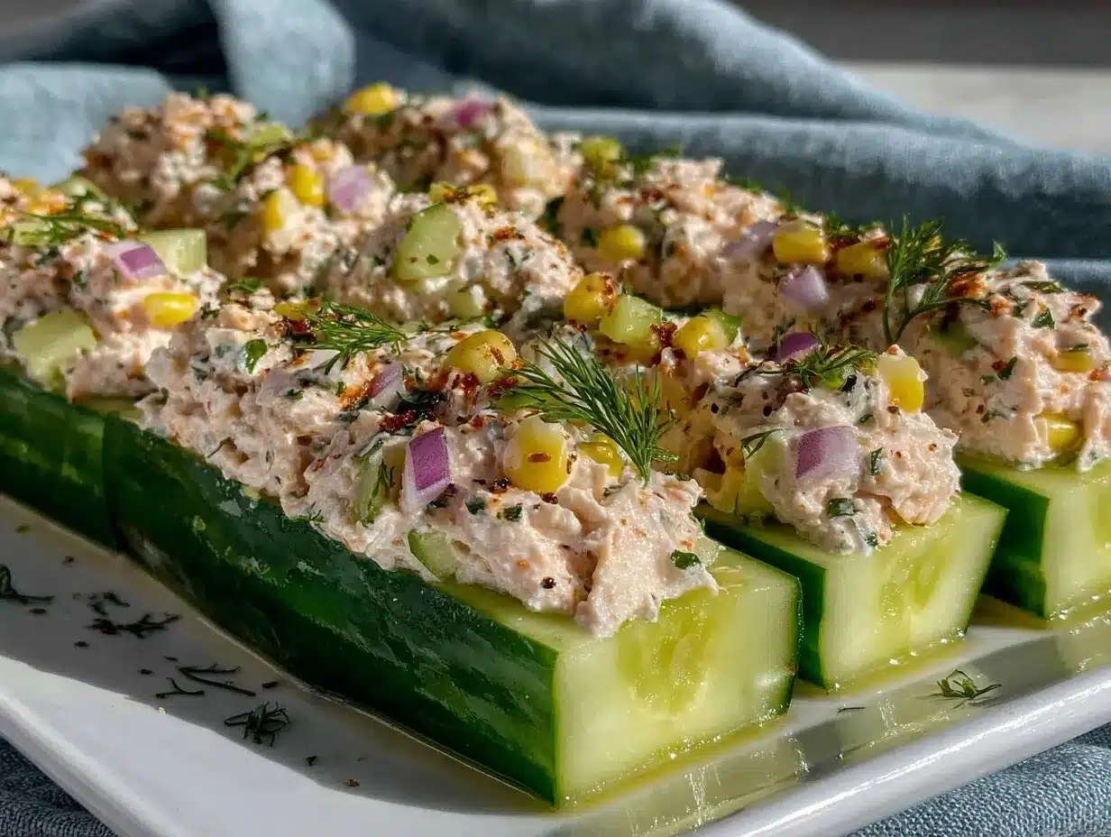 tuna salad cucumber boats preparation steps