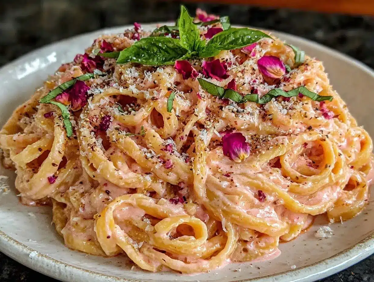 Valentine’s Pink Alfredo Pasta preparation steps