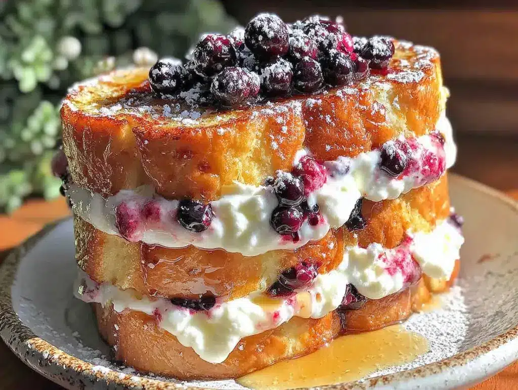 blueberry cream cheese stuffed french toast - featured image