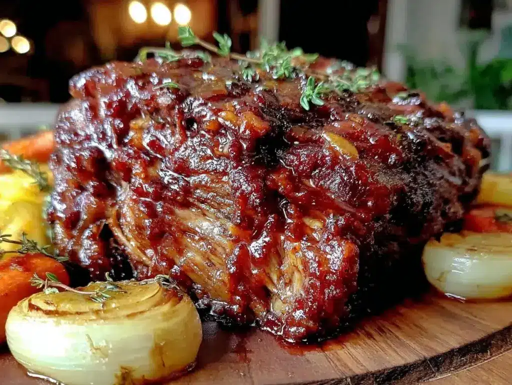 braised pork shoulder apple cider glaze - featured image