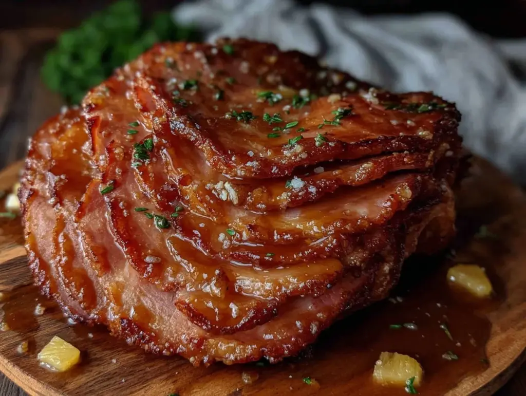 brown sugar pineapple glazed bone-in spiral ham - featured image