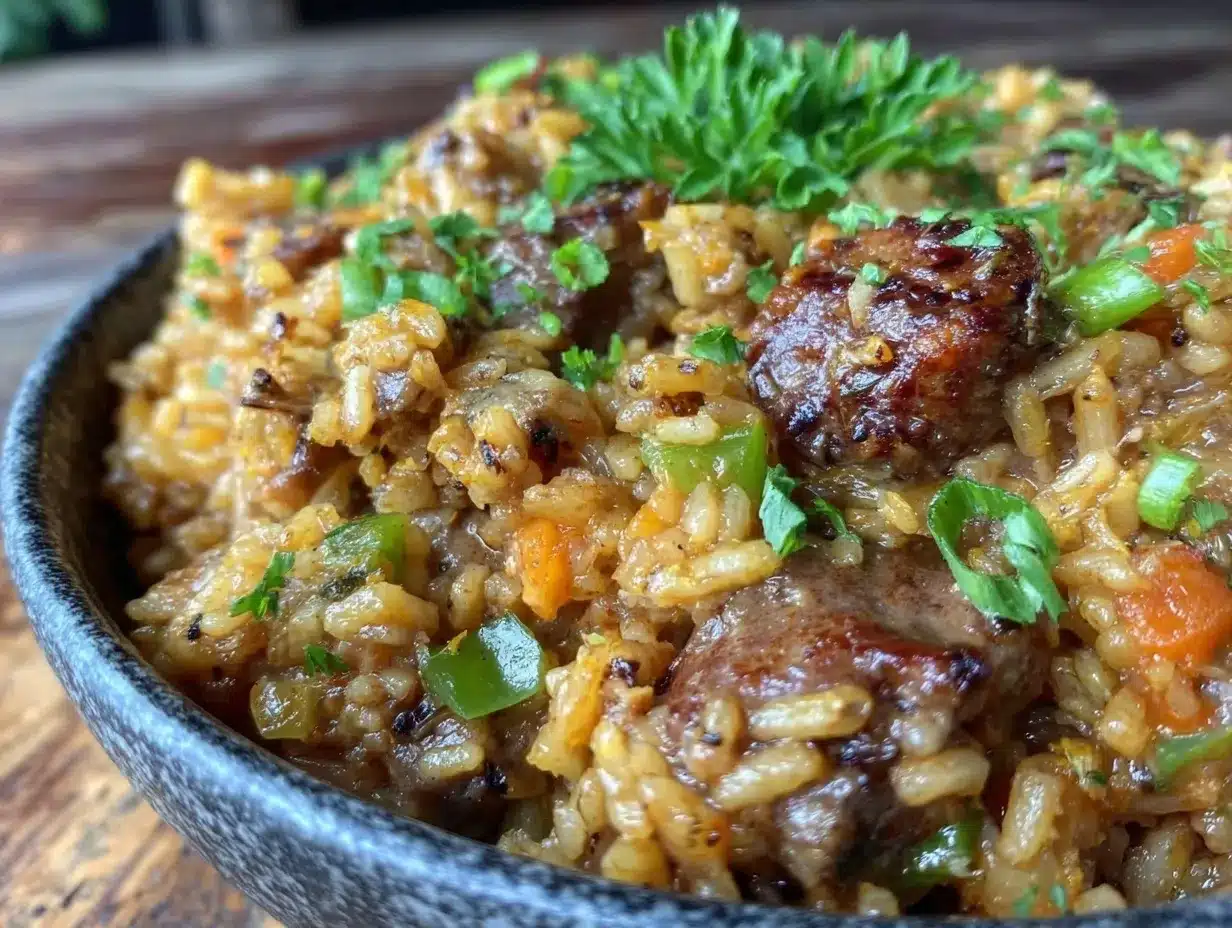 Cajun dirty rice with chicken livers preparation steps