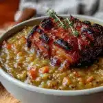 cozy split pea soup with smoked ham hock - featured image
