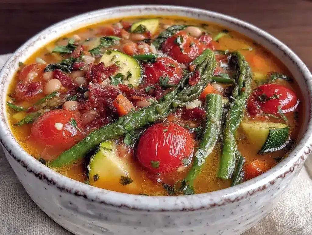 cozy spring minestrone soup - featured image