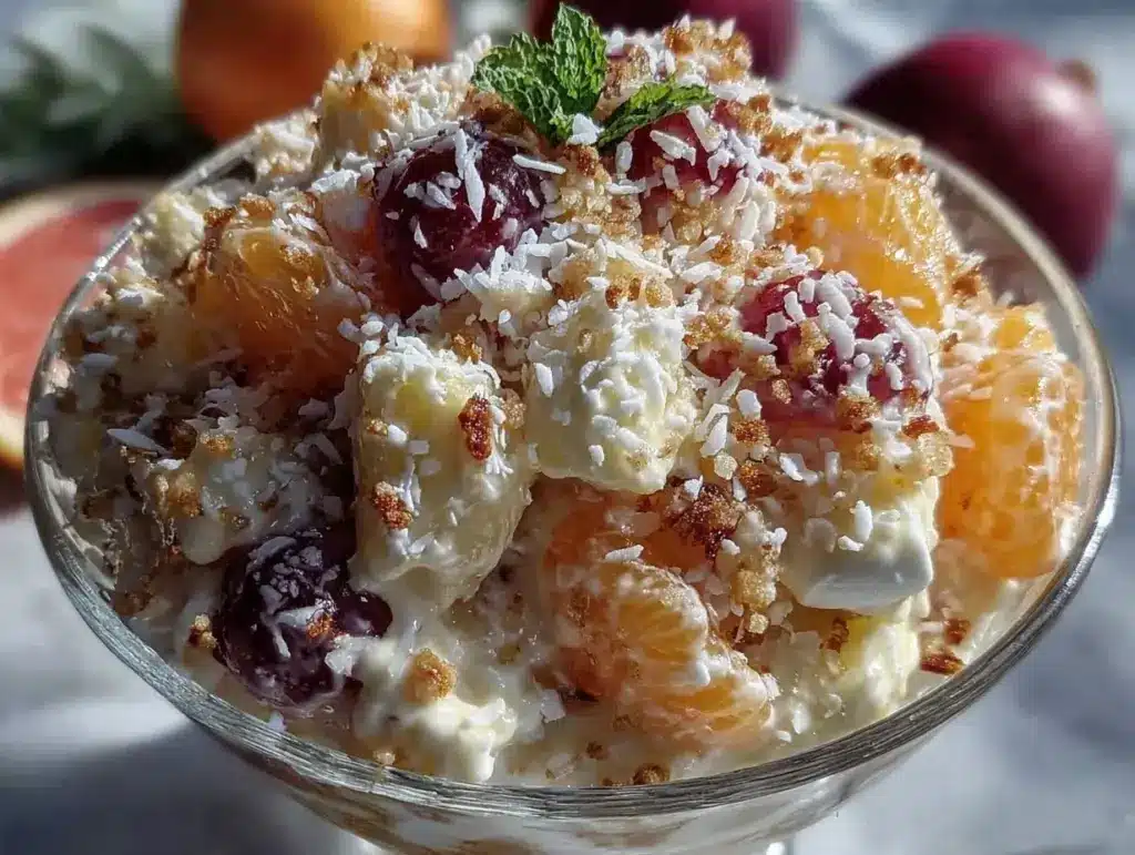 creamy classic ambrosia salad - featured image