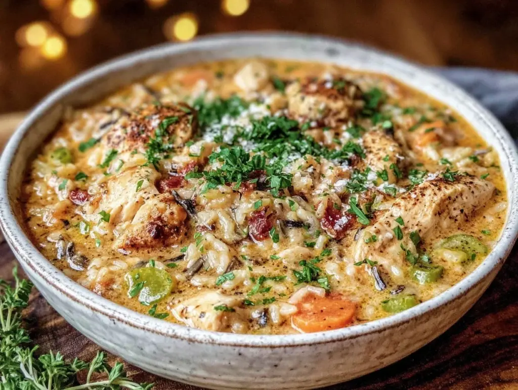 creamy instant pot chicken and wild rice soup - featured image