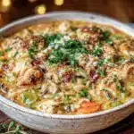 creamy instant pot chicken and wild rice soup - featured image