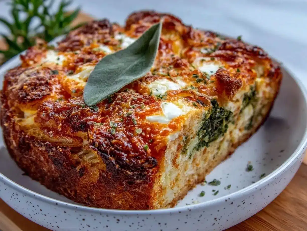 creamy spinach artichoke breakfast strata preparation steps