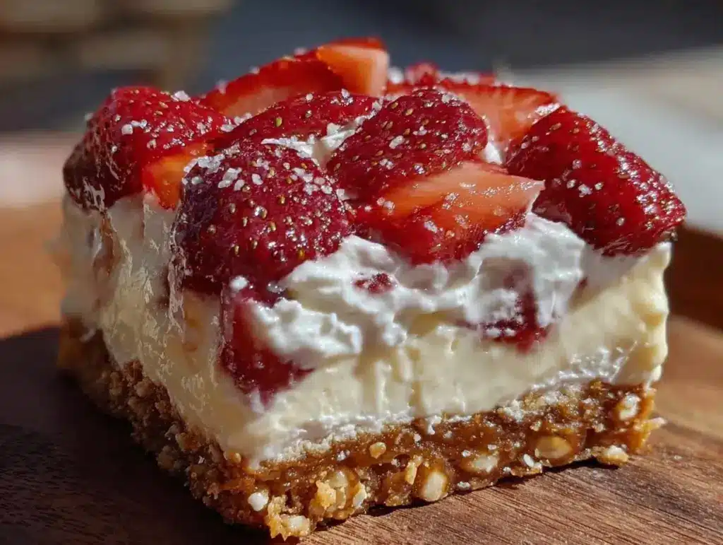 creamy strawberry pretzel salad dessert - featured image