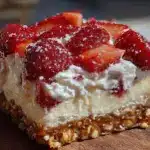 creamy strawberry pretzel salad dessert - featured image