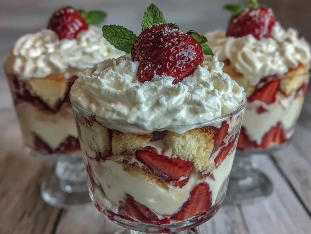 creamy strawberry shortcake trifle - featured image