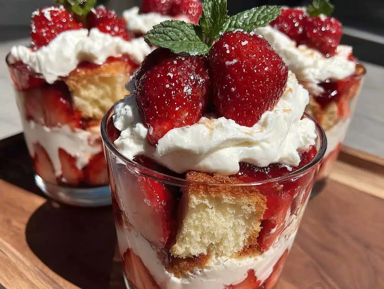 creamy strawberry shortcake trifle preparation steps