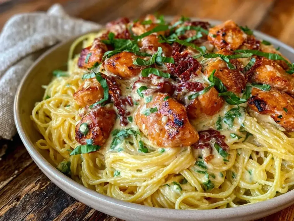 creamy sun-dried tomato chicken pasta - featured image