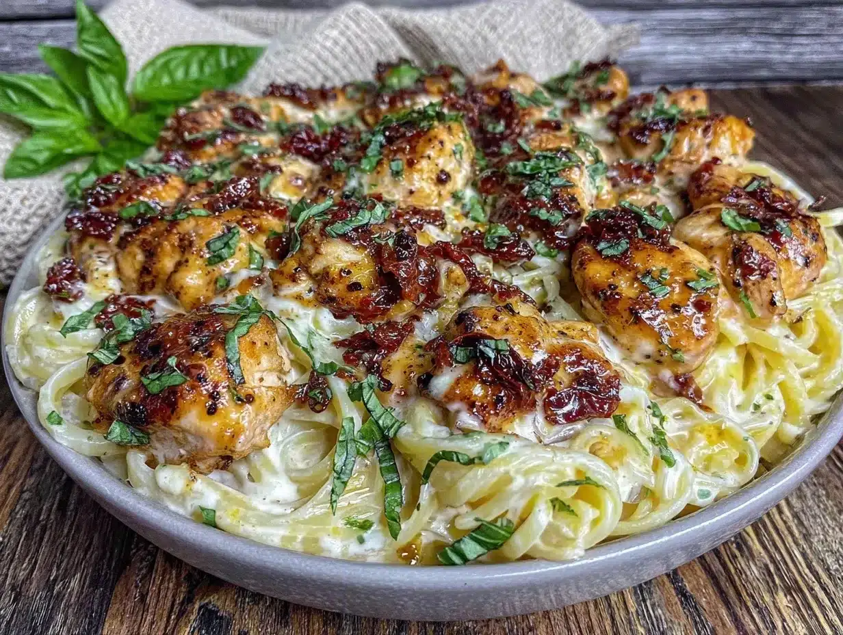 creamy sun-dried tomato chicken pasta preparation steps