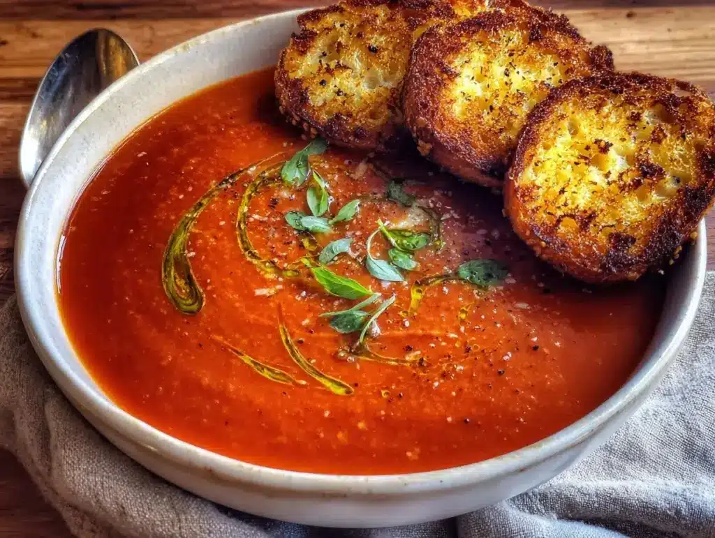 creamy tomato basil soup - featured image