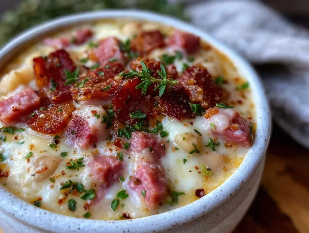 creamy white bean and ham soup - featured image