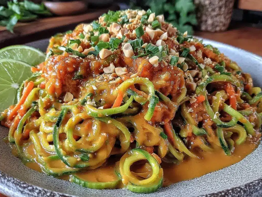creamy zucchini noodle pad thai - featured image