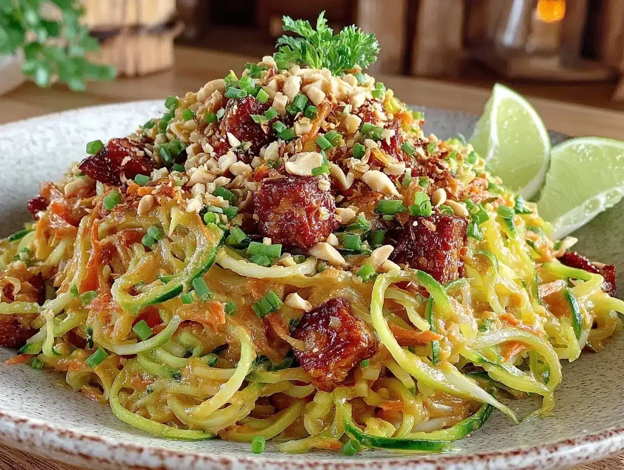 creamy zucchini noodle pad thai preparation steps